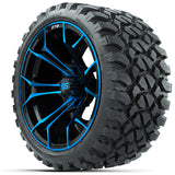 GTW Spyder Blue/Black 15 inch Wheels with 23x10-R15 Nomad All-Terrain Tires Full Set