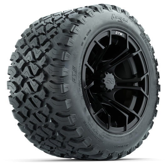GTW Spyder Matte Black 12" Wheels with 20x10-R12 GTW Nomad All-Terrain Tires Full Set