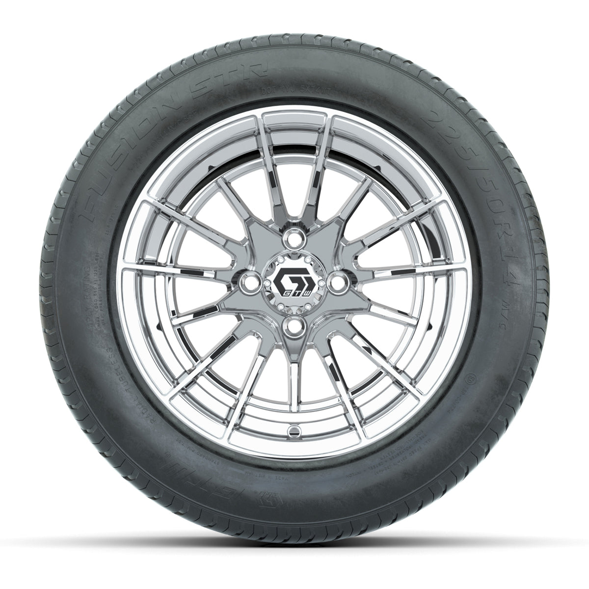GTW® Boost Chrome 14" Wheels with 255/50-R14 Fusion STR DOT Approved Street Tires - Full Set