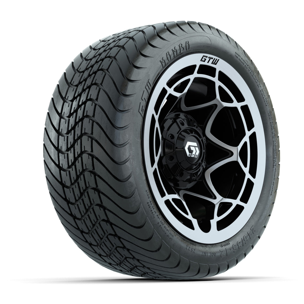 GTW® Nexus Gloss Black 12 in Wheels with 215/35-12 Mamba Street Tires Full Set