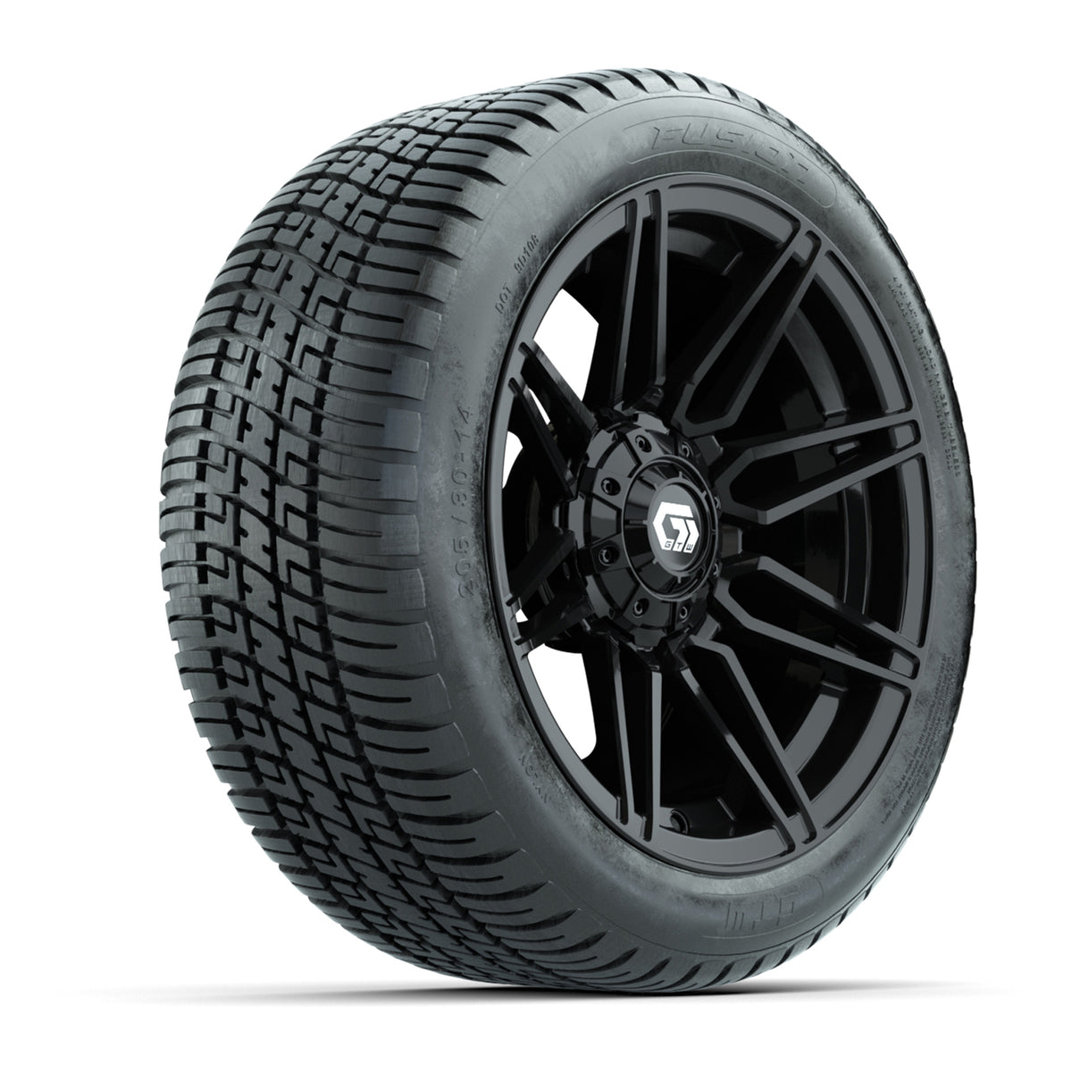 GTW® Stealth Gloss Black 14 in Wheels with 205/30-14 Fusion Street Tires Full Set