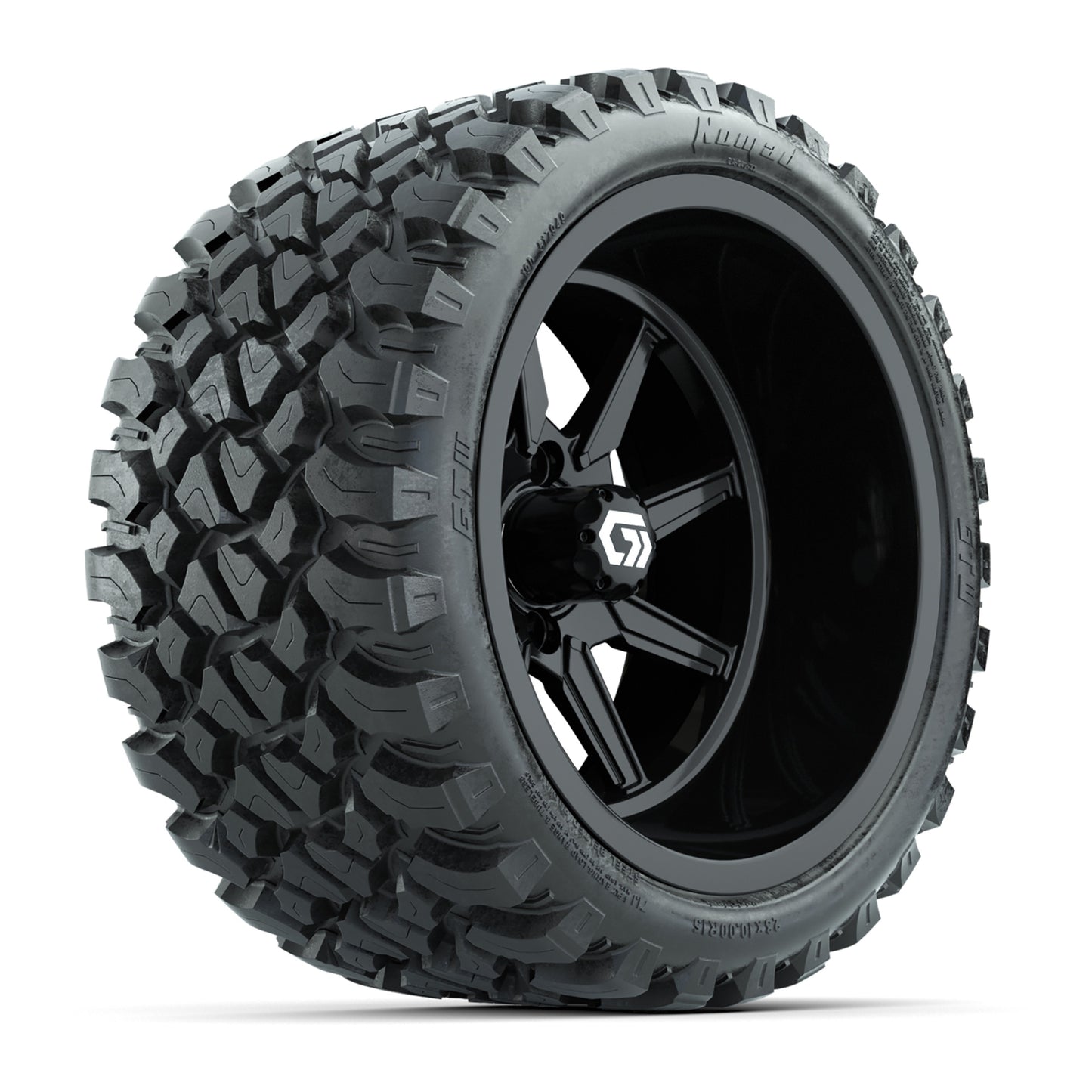 GTW® Reaper Gloss Black 15" Wheels with 23X10-R15 Nomad Steel Belted Radial All-Terrain Tires - Full Set