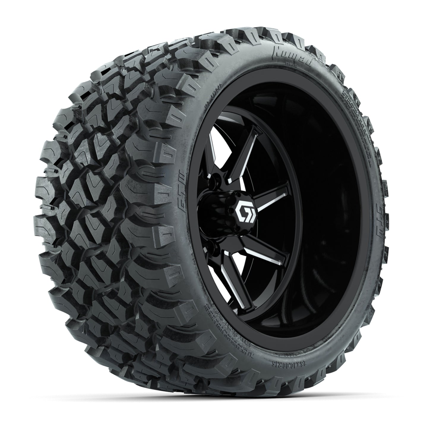 GTW® Reaper Black/Machined 15" Wheels with 23X10-R15 Nomad Steel Belted Radial All-Terrain Tires - Full Set