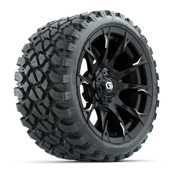 GTW Diablo Gloss Black/Machined 15 in Wheels with 23x10-R15 Nomad Steel Belted Radial All-Terrain Tires Full Set