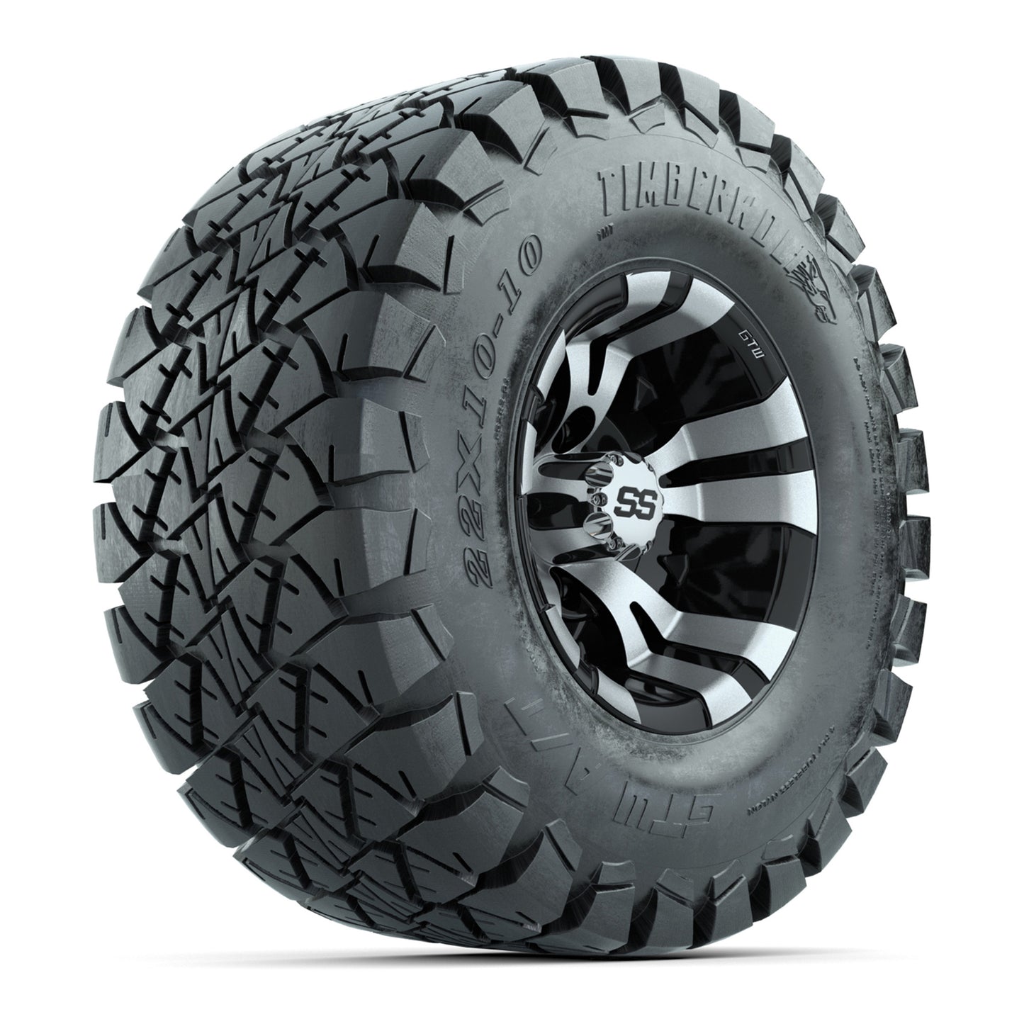 GTW Vampire 10" Black & Machined Wheels with 22" Timberwolf A/T Tires — Set of 4