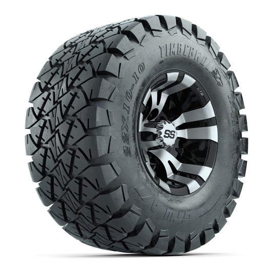 GTW Vampire 10" Black & Machined Wheels with 22" Timberwolf A/T Tires — Set of 4