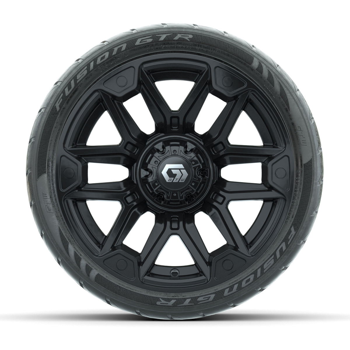 GTW® Graffiti Gloss Black 14 in Wheels with 205/40-R14 Fusion GTR Steel Belted Street Tires Full Set