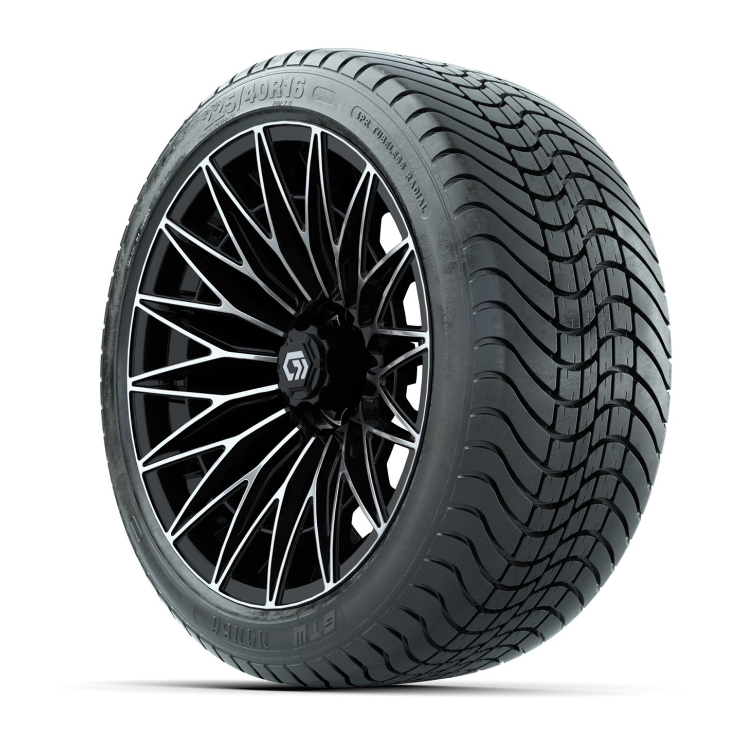 GTW® Blur Black/Machined 16" Wheels with 225/40-R16 Maverick Street Tires - Full Set