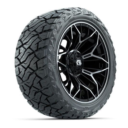 GTW Stellar Black/Machined 15" Wheels & 23x10.00-R15 Maverick All-Terrain Tires – Set of 4