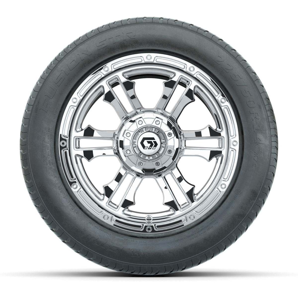 GTW Shogun Chrome 14" Wheel & 225/50-R14 Fusion STR Street Tire Package