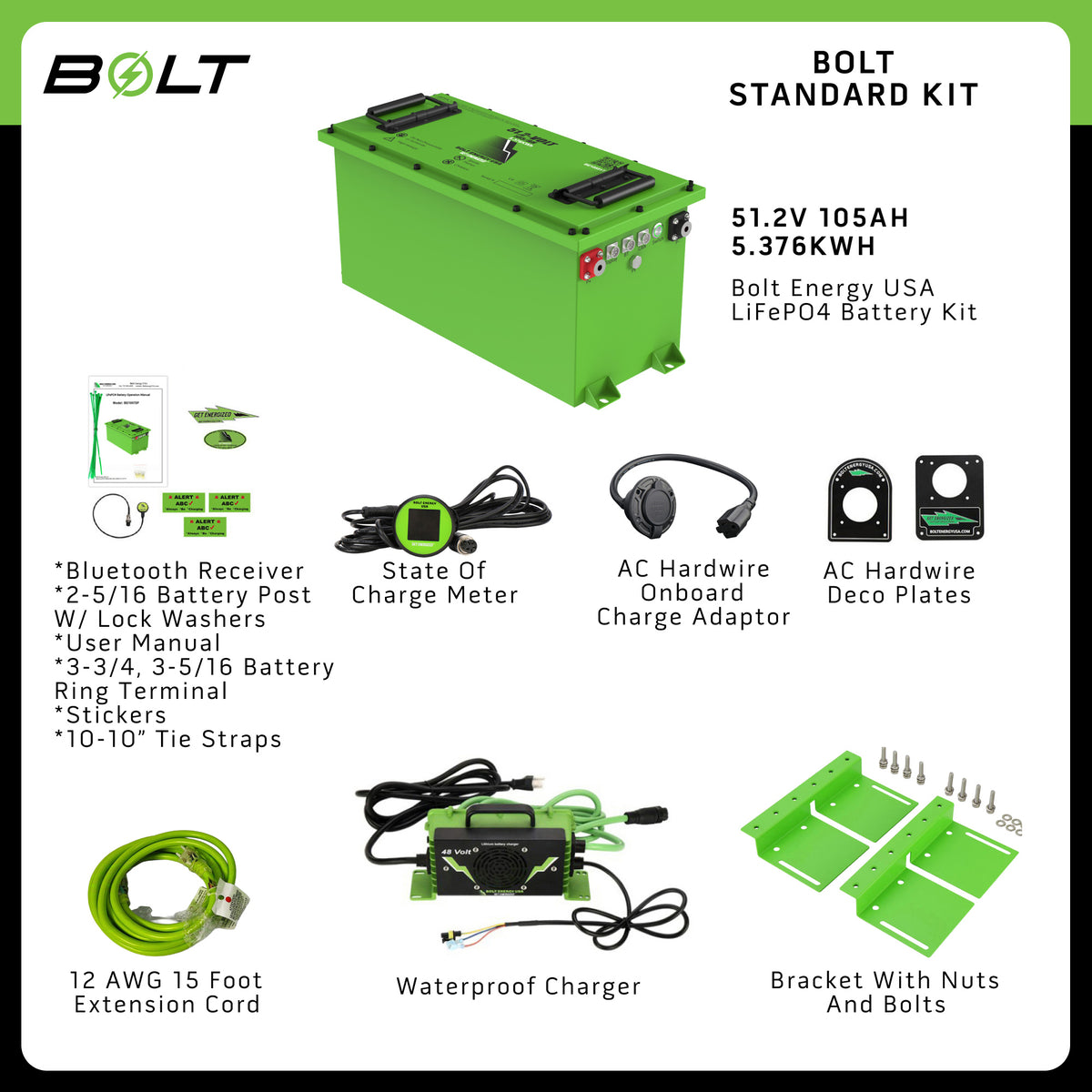 Evolution Lithium Replacement – Bolt Energy 51.2V 105Ah LiFePO4 FactorySync Kit