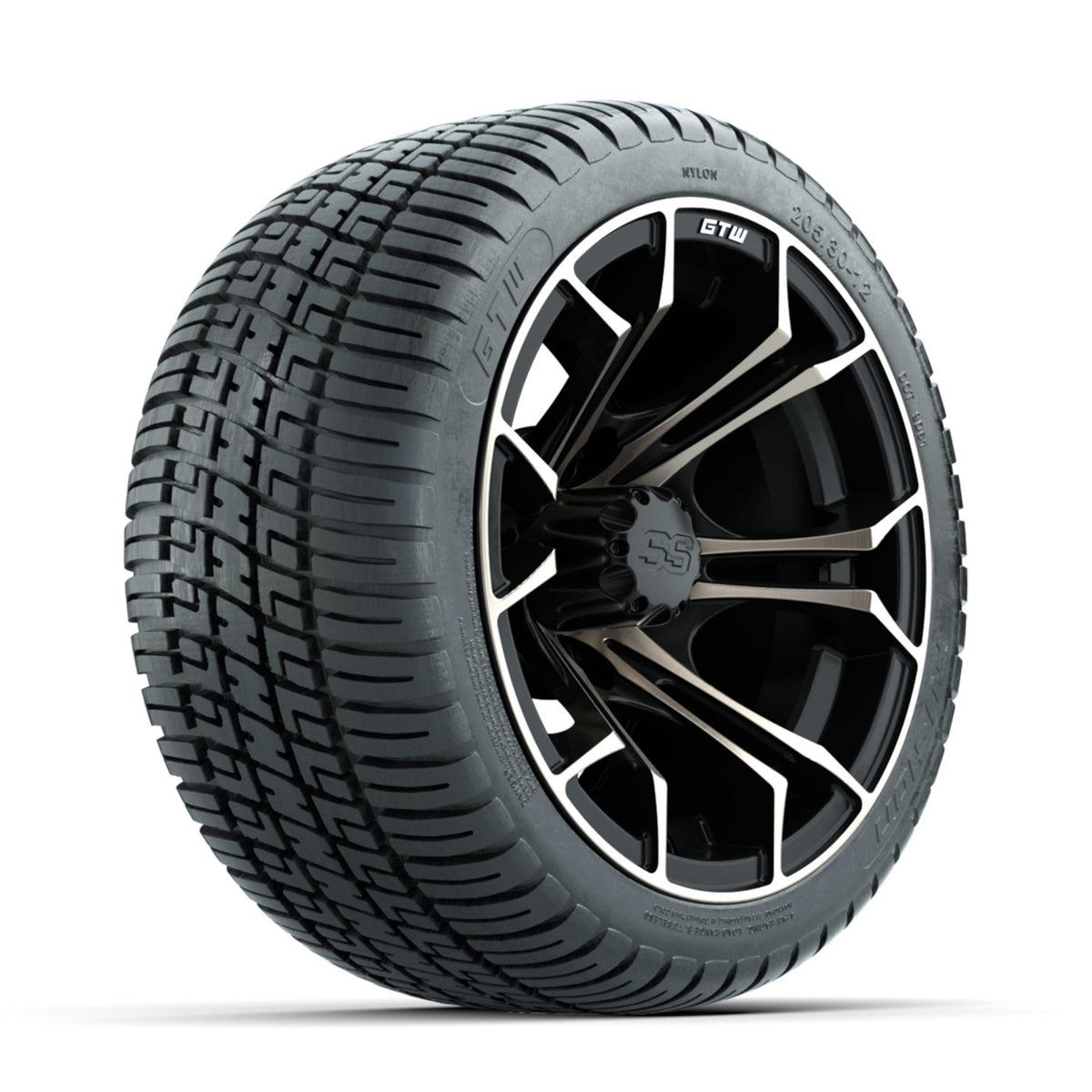 GTW Spyder Bronze/Matte Black 12 in Wheels with 205/30-12 Fusion Street Tires Full Set