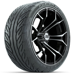 GTW Spyder Machined/Black 15 inch Wheels with 215/40-R15 Fusion GTR Street Tires Full Set