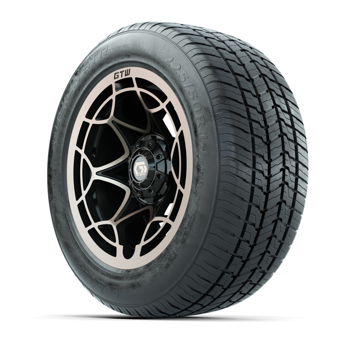 GTW® Nexus Gloss Black and Satin Bronze 14" Wheels with 255/50-R14 Fusion STR DOT Approved Street Tires - Full Set