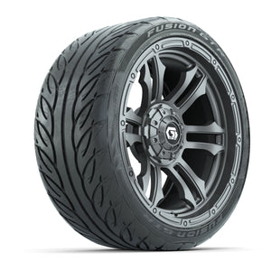 GTW® Shogun Gunmetal 15 in Wheels with 215/40-R15 Fusion GTR Steel Belted Street Tires Full Set