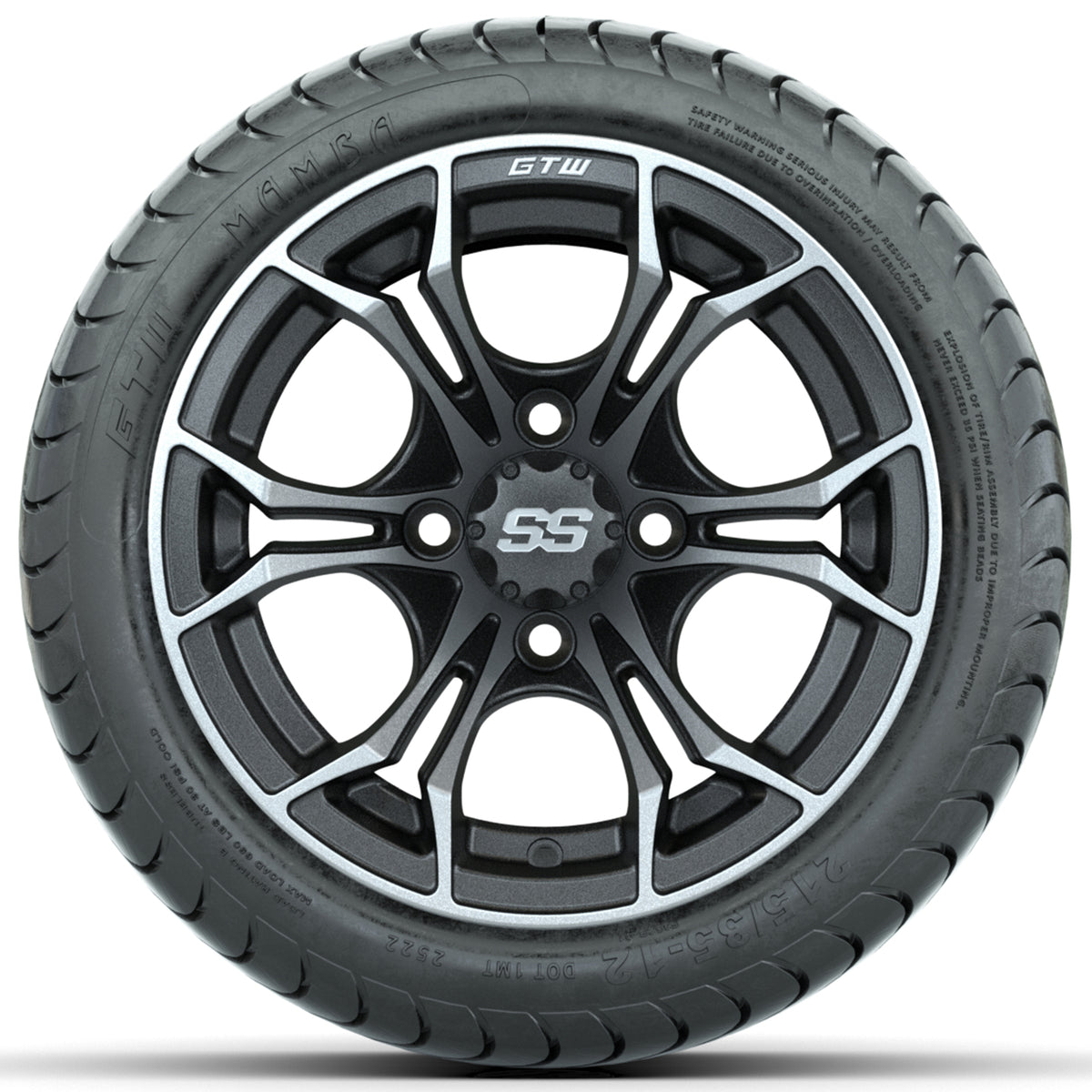 Set of (4) 12" GTW Spyder Wheels with 215/35-12 GTW Mamba Street Tires