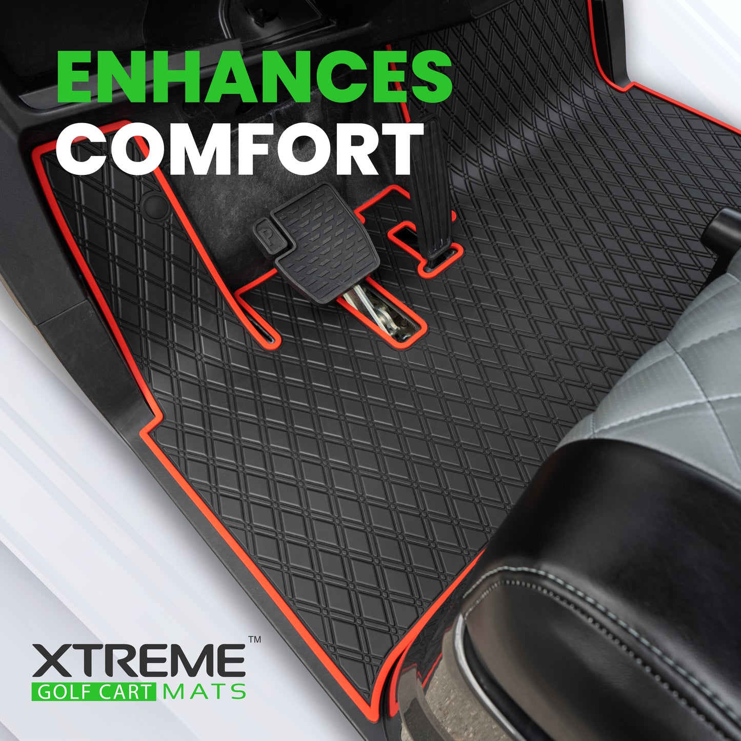 Xtreme Mats Golf Cart Floor Mat | Yamaha G29 / Drive — Black/Red