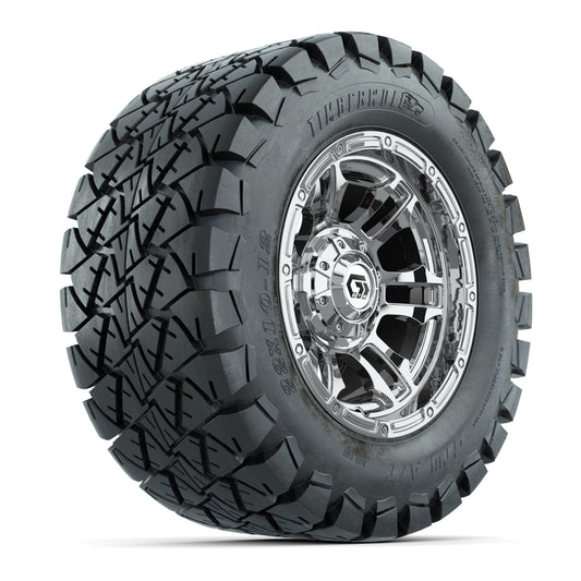 GTW® Shogun Chrome 12 in Wheels with 22x10-12 Timberwolf All-Terrain Tires Full Set