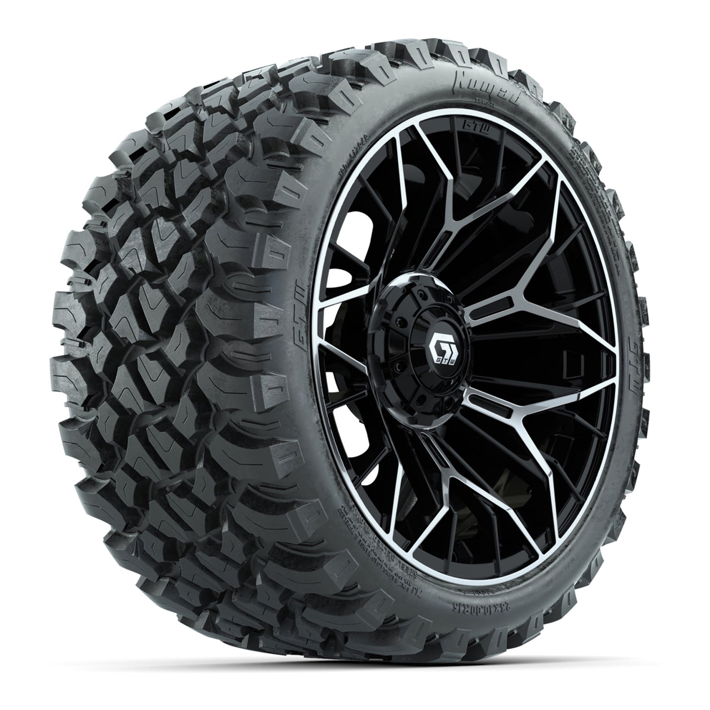 GTW Stellar Machined & Black 15" Wheels & 23x10-R15 Nomad All-Terrain Tires – Set of 4