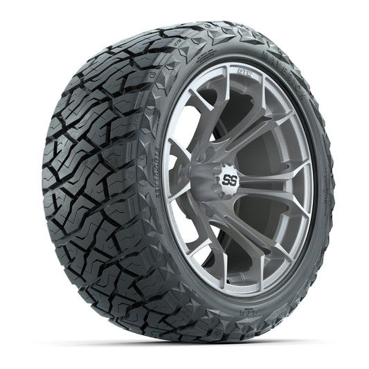 GTW Spyder Silver/Machined 15" Wheels & 23x10.00-R15 Maverick All-Terrain Tires – Set of 4