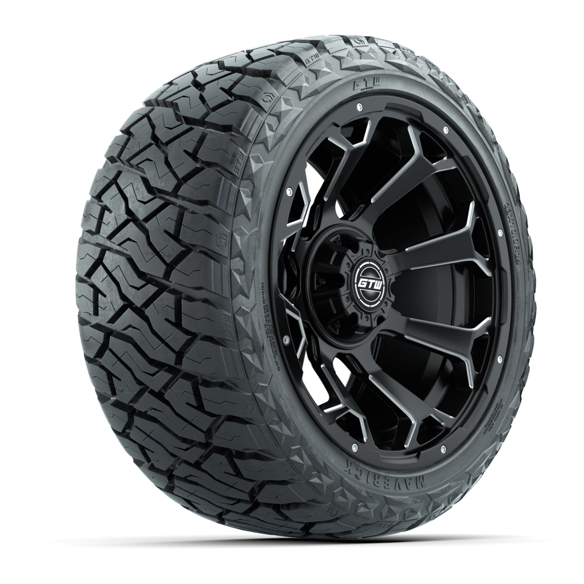 GTW Raven Matte Black 14" Wheels & 23x10-R14 Maverick A/T Tires, Set of 4