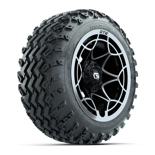 GTW® Nexus Gloss Black 12 in Wheels with 22x11.00-12 Rogue All-Terrain Tires Full Set