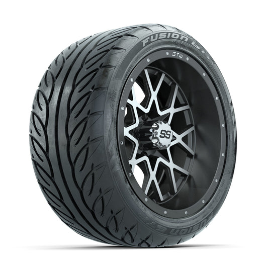 GTW Vortex Machined/Matte Grey 14 in Wheels with 225/40-R14 Fusion GTR Street Tires Full Set