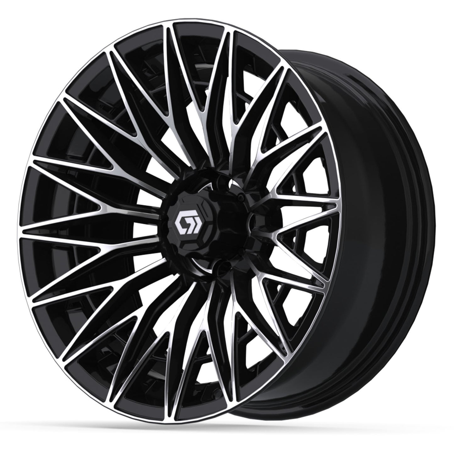 GTW® Blur Black & Machined 16" Golf Cart Wheel - Single