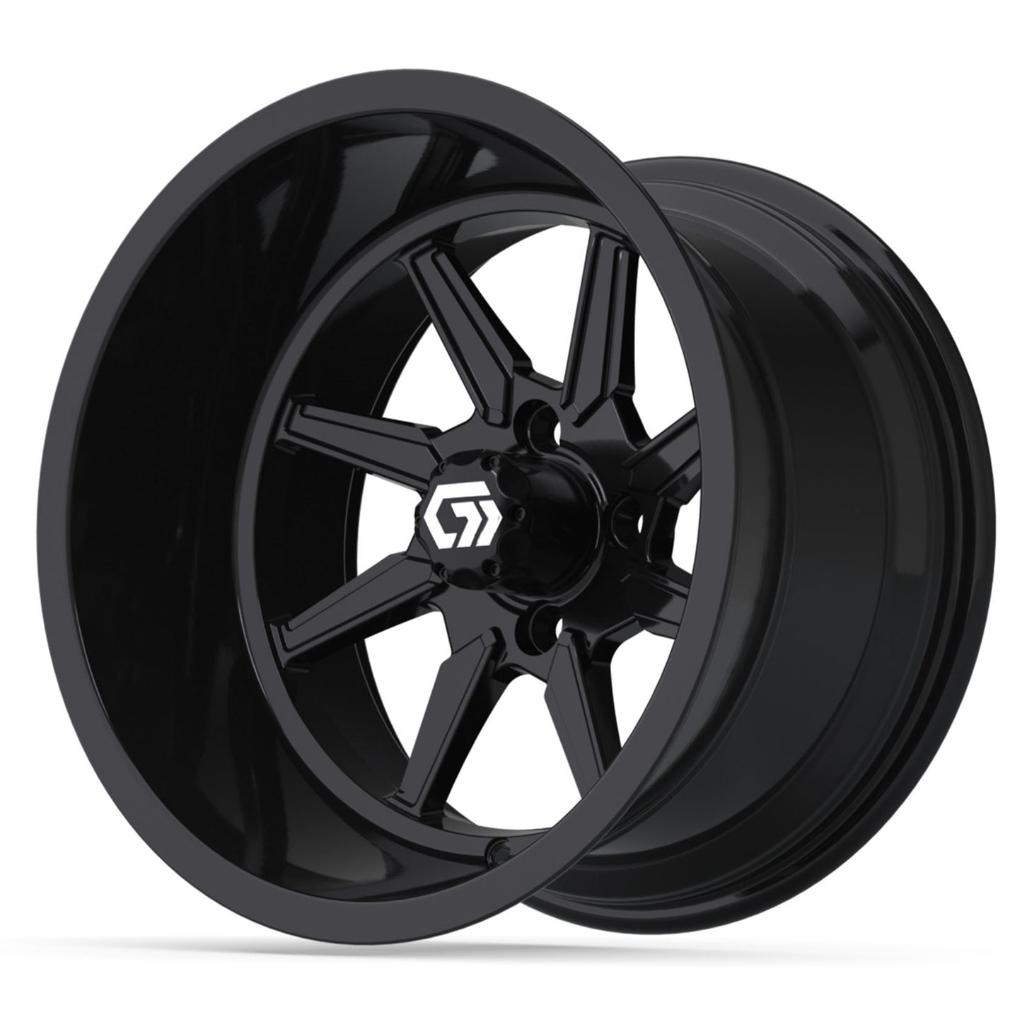 GTW® Reaper Gloss Black 15" Golf Cart Wheel - Single | Deep Dish