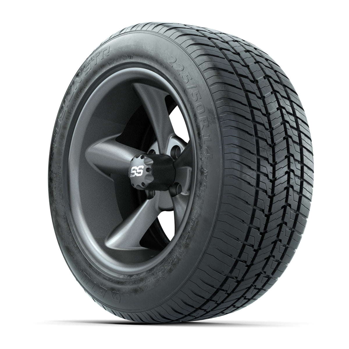 GTW® Godfather Matte Gray 14" Wheels with 255/50-R14 Fusion STR DOT Approved Street Tires - Full Set