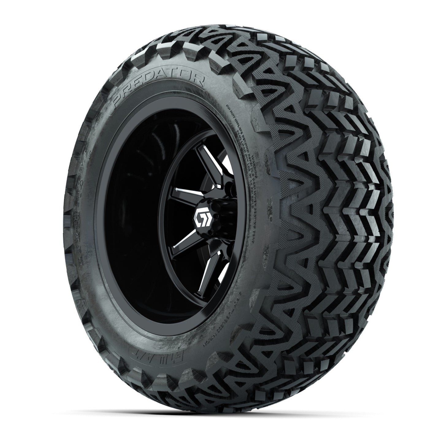 GTW Reaper Black & Machined 14" Golf Cart Wheels & 23X10-14 Predator A/T Tires – Set of 4