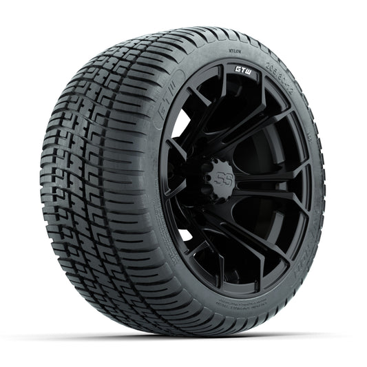 GTW Spyder 12" Matte Black Wheels with 18" Fusion DOT Street Tires — Set of 4