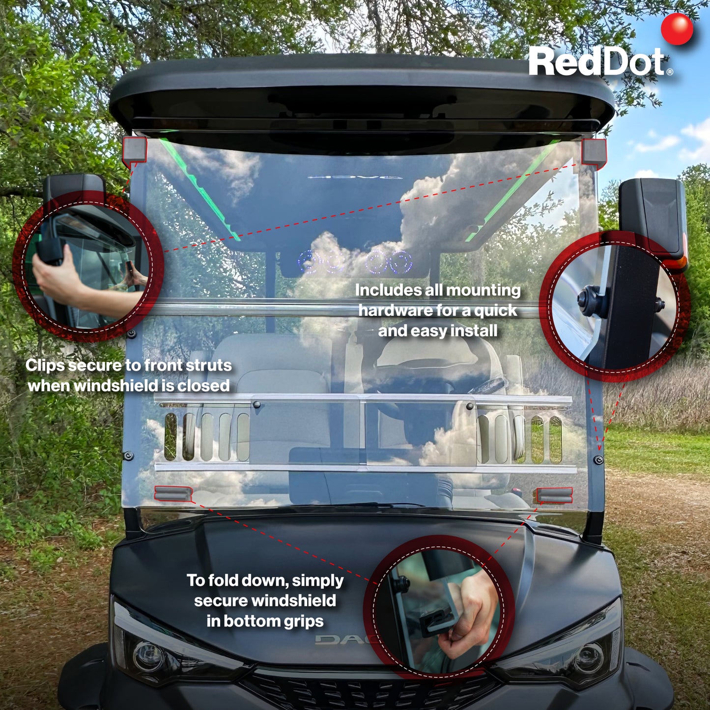 RedDot DACH Apollo Clear Vented Folding Windshield (2025+)