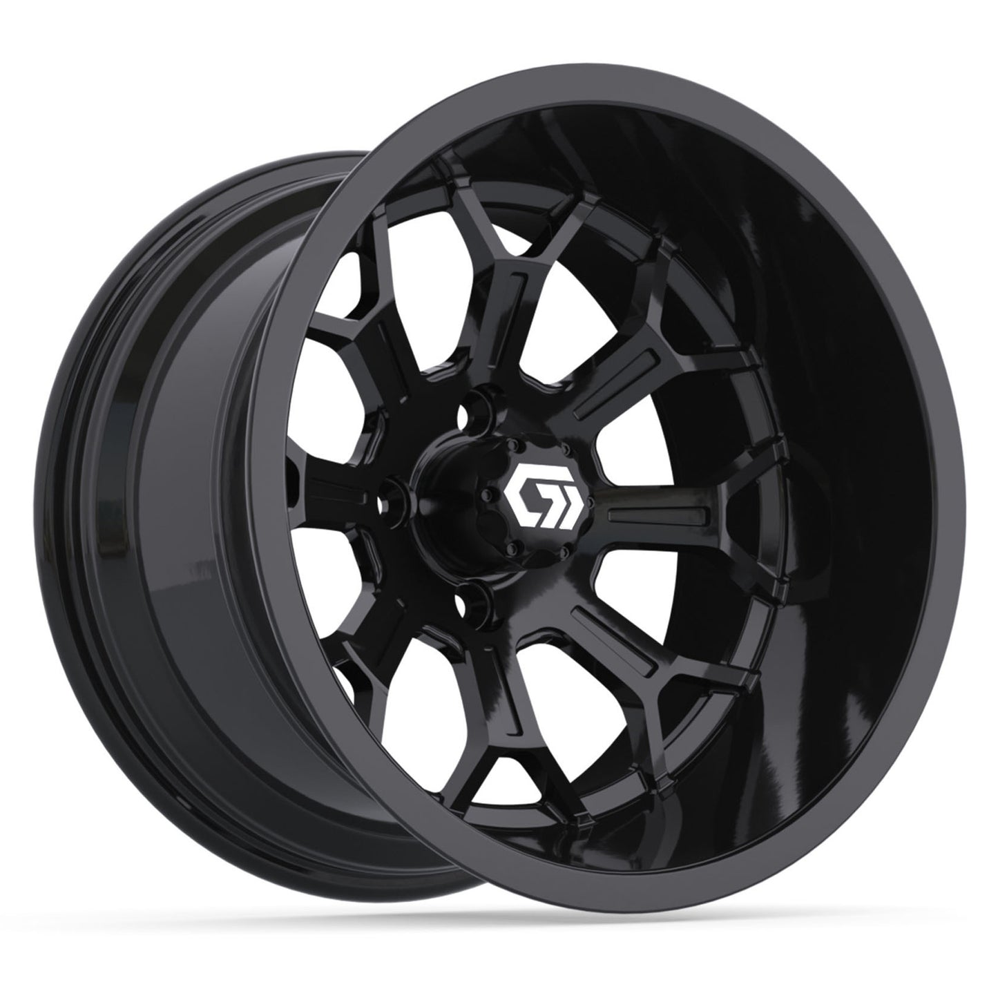 GTW Assault Gloss Black 15" Golf Cart Wheel | Deep Dish
