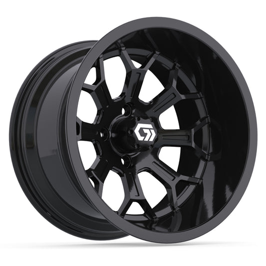 GTW Assault Gloss Black 15" Golf Cart Wheel | Deep Dish