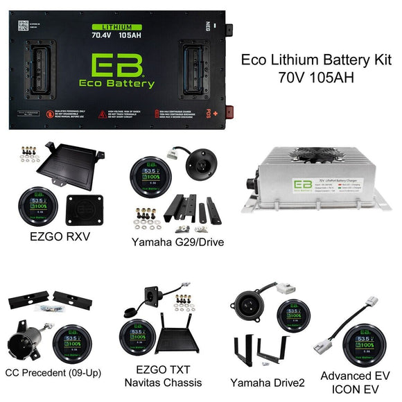 Eco Battery 70V 105Ah LifePo4 Lithium Golf Cart Battery Kit for EZGO Freedom RXV