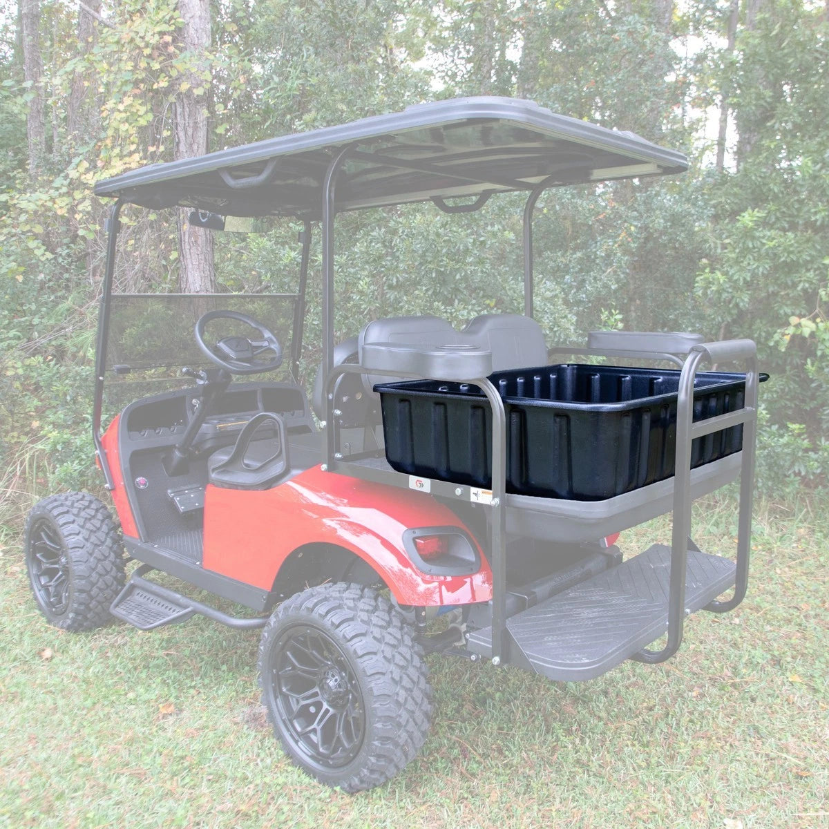 Plastic Cargo Tub for Most Golf Carts Flip down rear seat Large Capacity