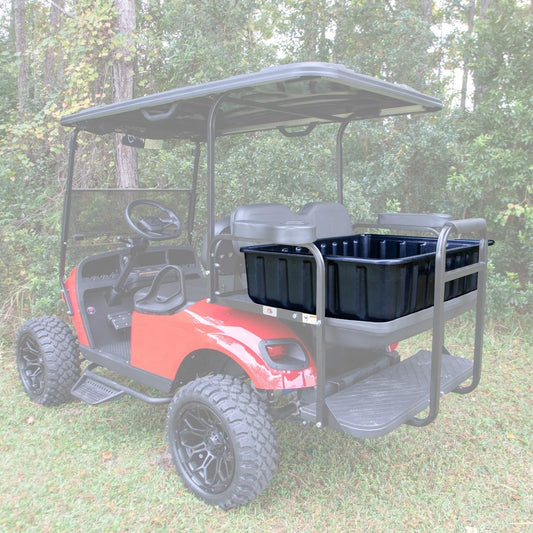 Plastic Cargo Tub for Most Golf Carts Flip down rear seat Large Capacity