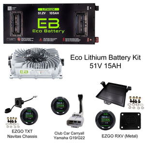 Eco Battery 51V 105aH Thru Hole Lithium Golf Cart Battery Kit for Advanced EV EV1