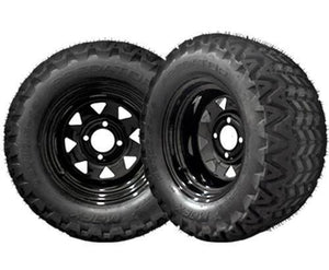 BLACK FRIDAY Black Golf Cart 12" Wheels w/ 23" Lifted Golf Cart Tires - Set/4