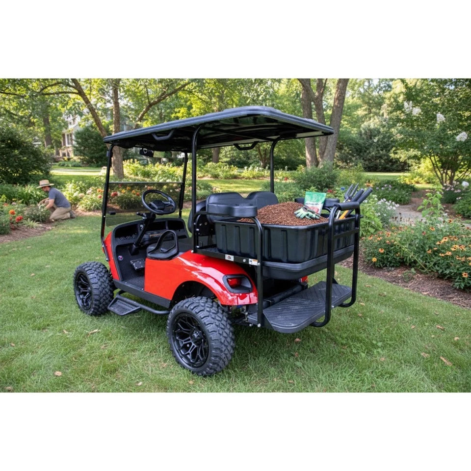 Plastic Cargo Tub for Most Golf Carts Flip down rear seat Large Capacity