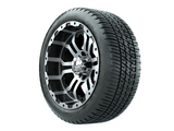 Set of 4 GTW 14" Omega Machined/Black Golf Cart Wheels on 19.5" Street Tires