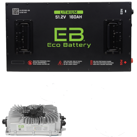 Eco Battery 51V 160AH LifePo4 Lithium Golf Cart Battery Kit with 15A Charger 48v