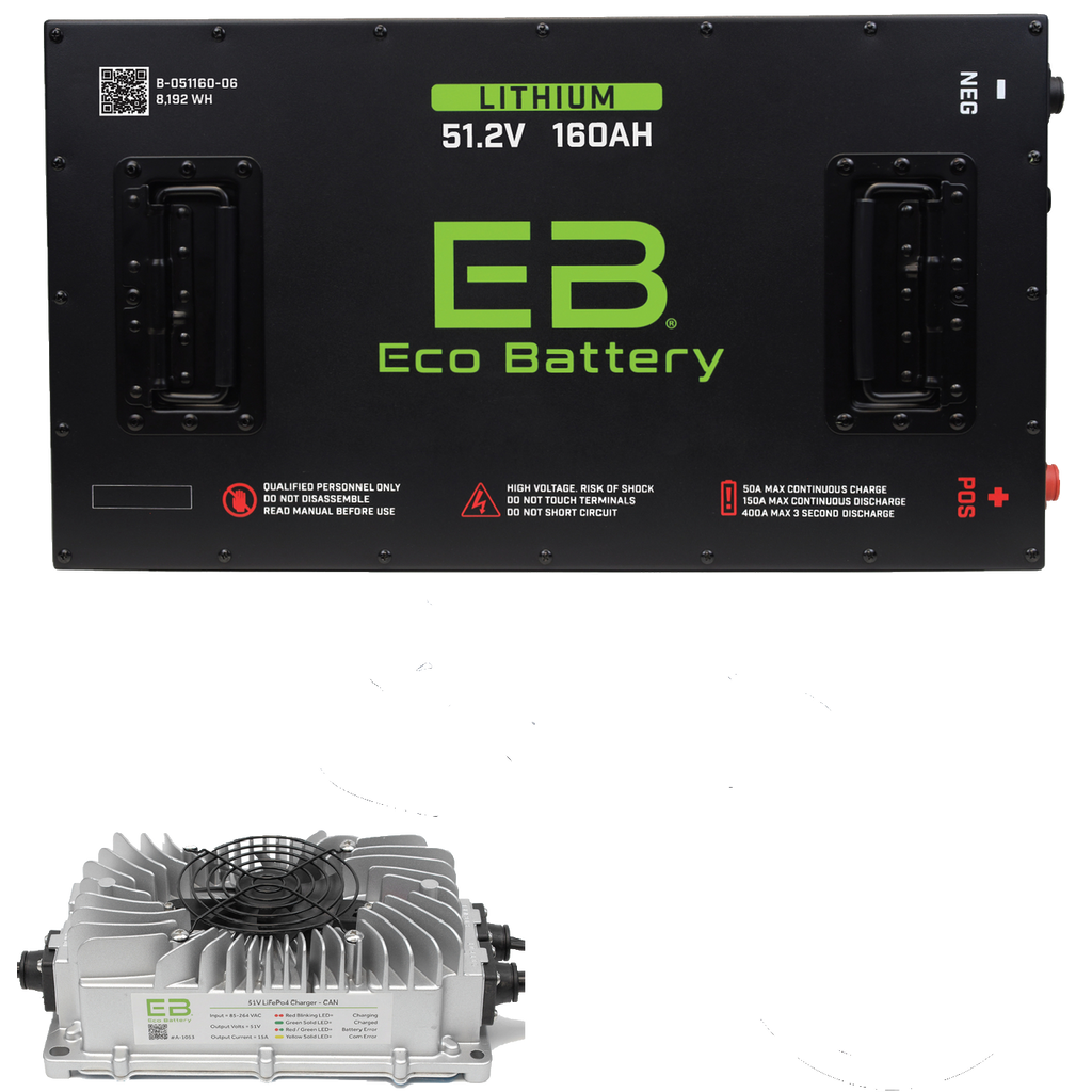 Eco Battery 51V 160AH LifePo4 Lithium Golf Cart Battery Kit with 15A C