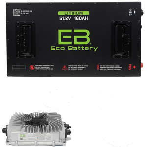 Eco Battery 51V 160AH LifePo4 Lithium Golf Cart Battery Kit with 15A Charger 48v