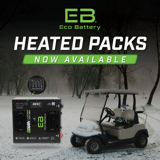 HEATED Eco Battery 51V 105aH Lithium Golf Cart Battery Kit Club Car Precedent Tempo Gen 3 10 Year Warranty HEATED
