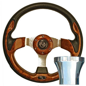 STEERING WHEEL KIT, WOODGRAIN/RALLY 12.5 W/CHROME ADAPTER, C