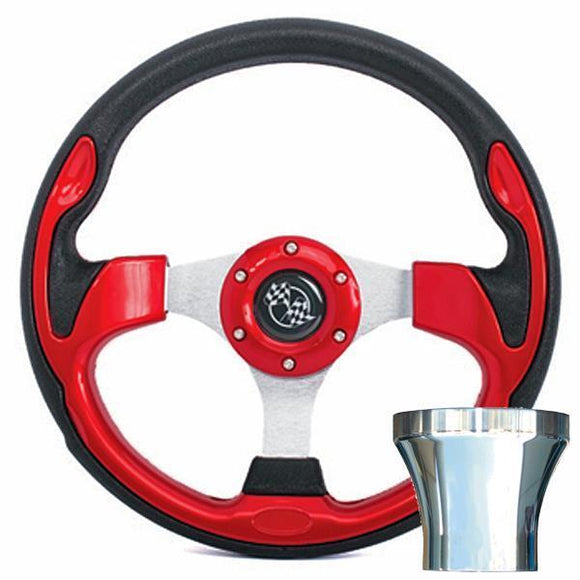 STEERING WHEEL KIT, RED/RALLY 12.5 W/CHROME ADAPTER, CLUB CA