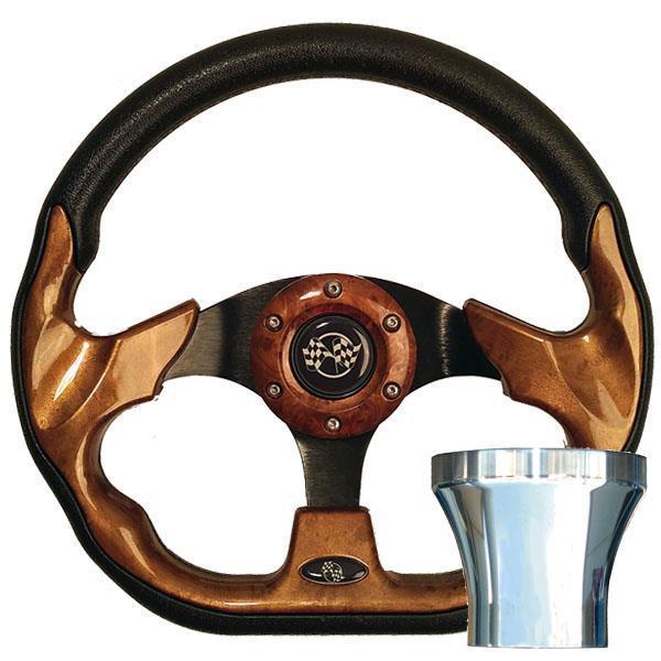STEERING WHEEL KIT, WOODGRAIN/RACE 12.5 W/CHROME ADAPTER, E-