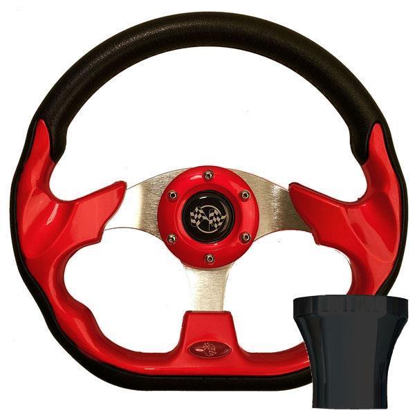 STEERING WHEEL KIT, RED/RACE 12.5 W/BLACK ADAPTER, CLUB CAR